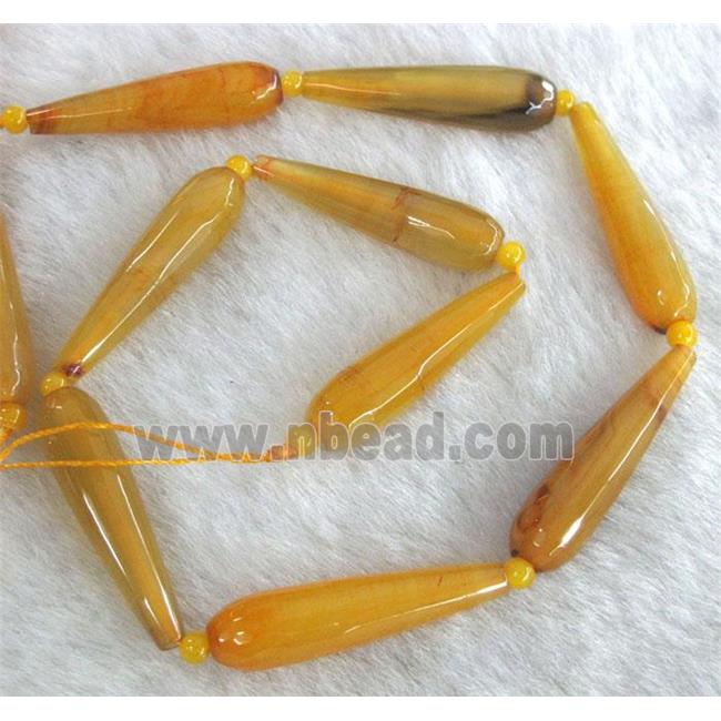 yellow agate beads, faceted teardrop