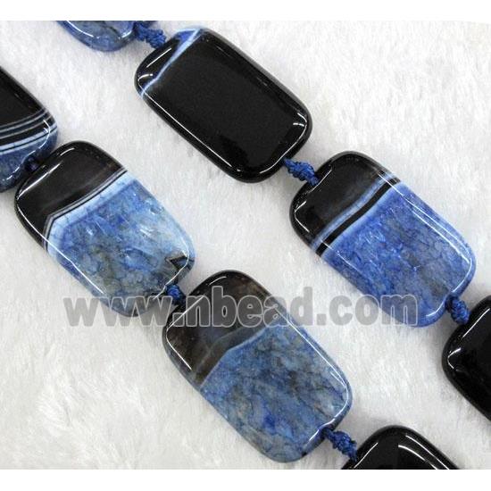 blue druzy agate stone beads, rectangle