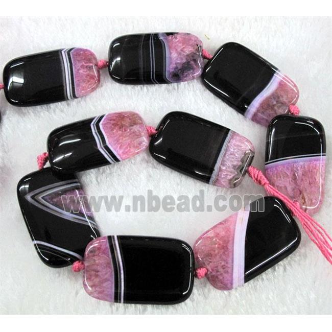 pink druzy agate beads, rectangle