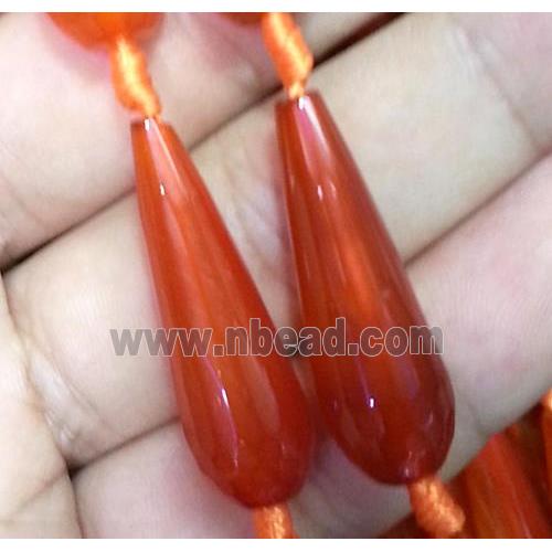 red agate beads, faceted teardrop