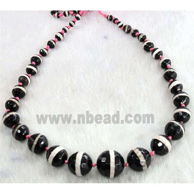 tibetan style agate bead for necklace, faceted round