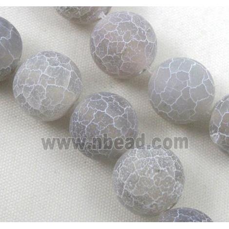 grey frosted Crackle Agate Beads, round