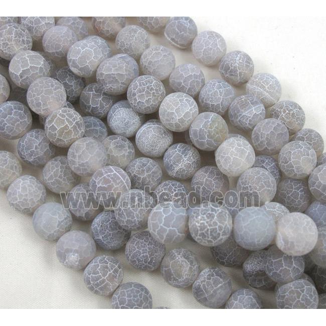 grey frosted Crackle Agate Beads, round