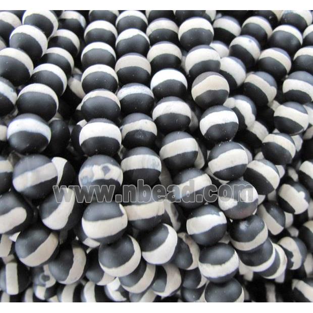 tibetan style black matte Agate Beads, round