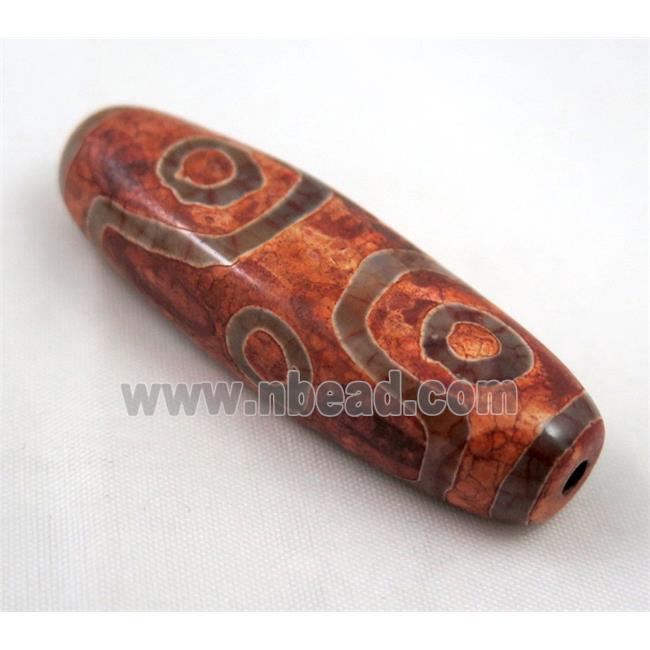 natural tibetan Dzi beads, flat barrel, red