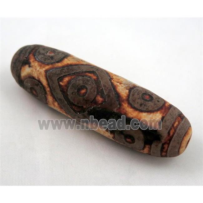 natural tibetan Dzi beads, barrel, brown