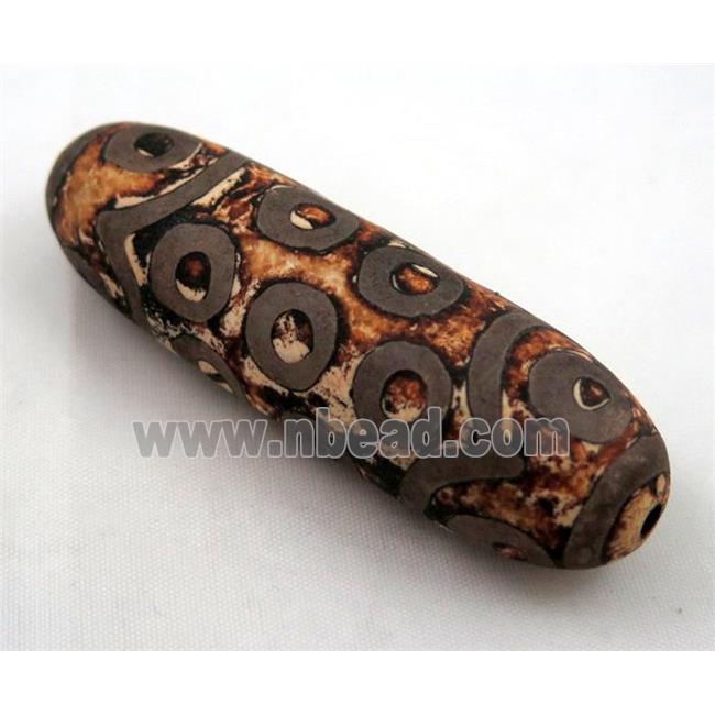 natural tibetan Dzi beads, barrel, brown