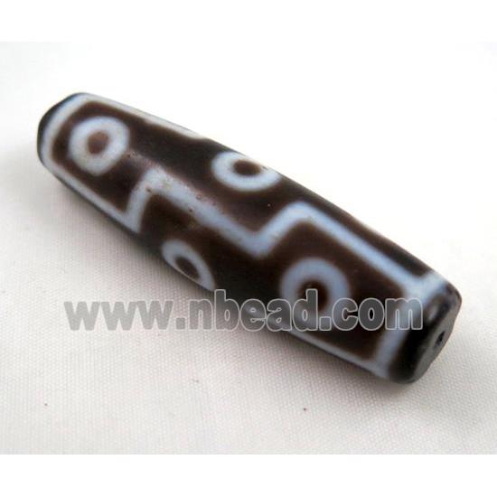 natural tibetan Dzi beads, barrel, dark-red