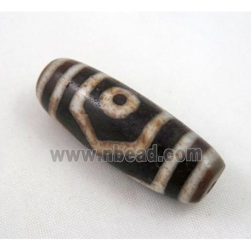 natural tibetan Dzi beads, barrel, black