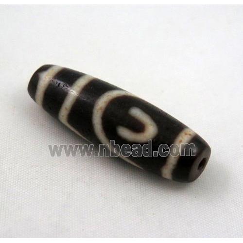 natural tibetan Dzi beads, barrel, black