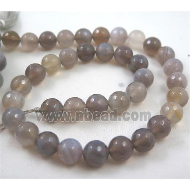 grey agate beads, faceted round