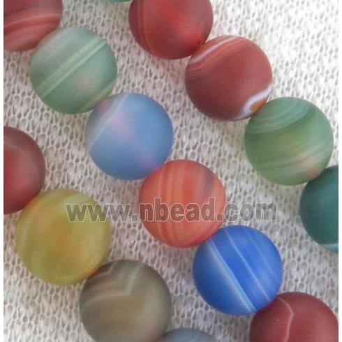 round matte striped agate beads, mixed color