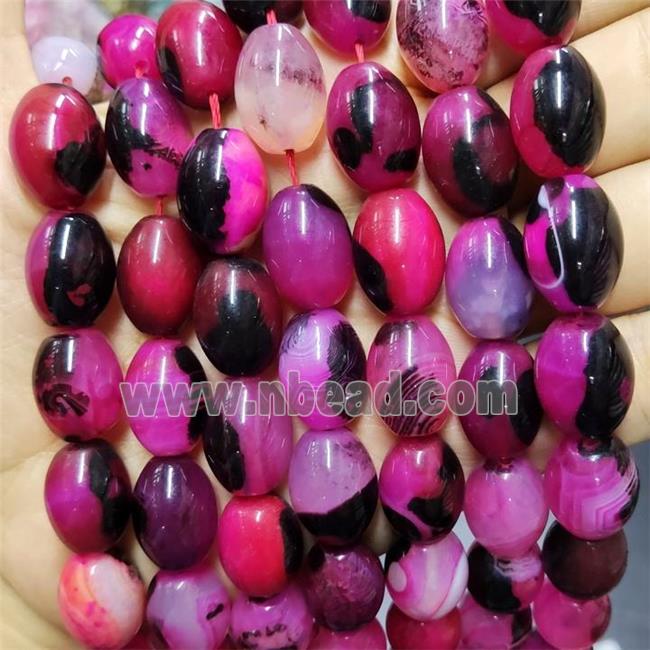 agate beads, barrel, hotpink