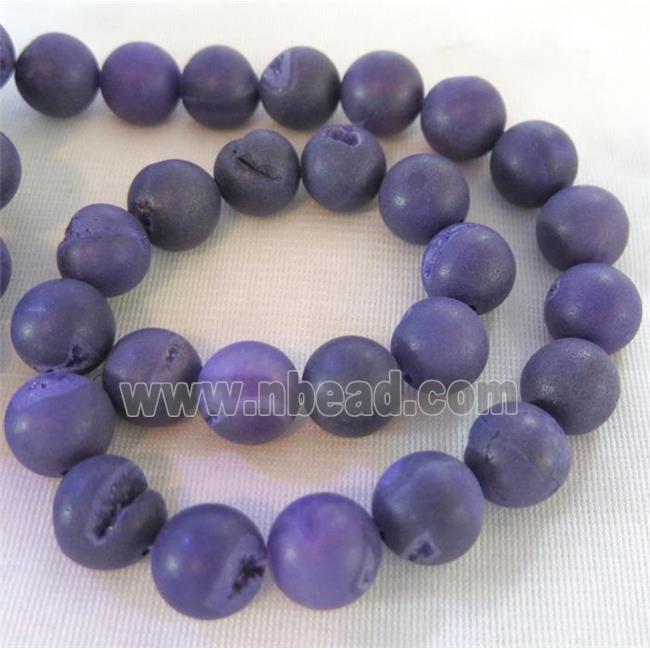 round purple Frosted Agate Druzy Beads