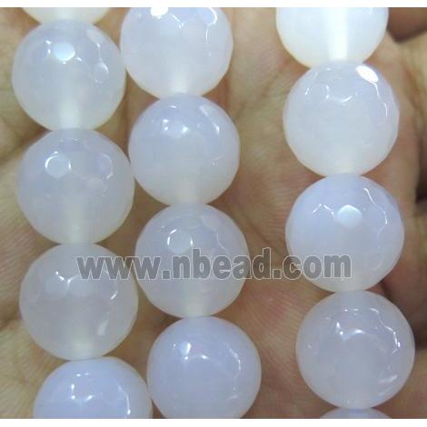 Natural White Agate Beads, faceted round