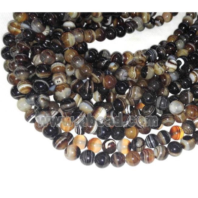 round coffe stripe agate beads