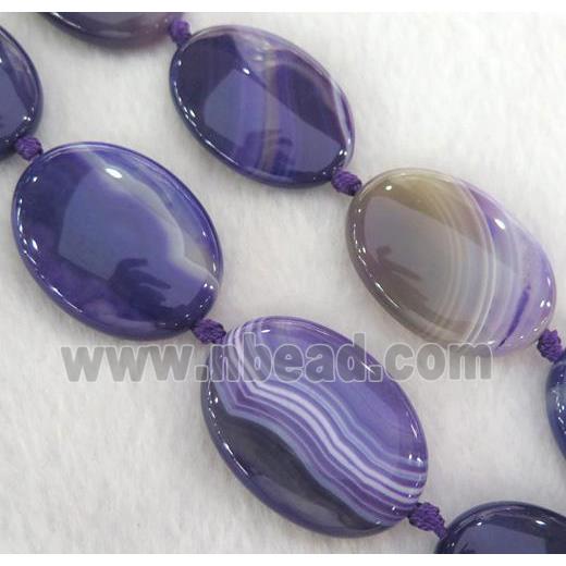 stripe agate beads, oval, lavender