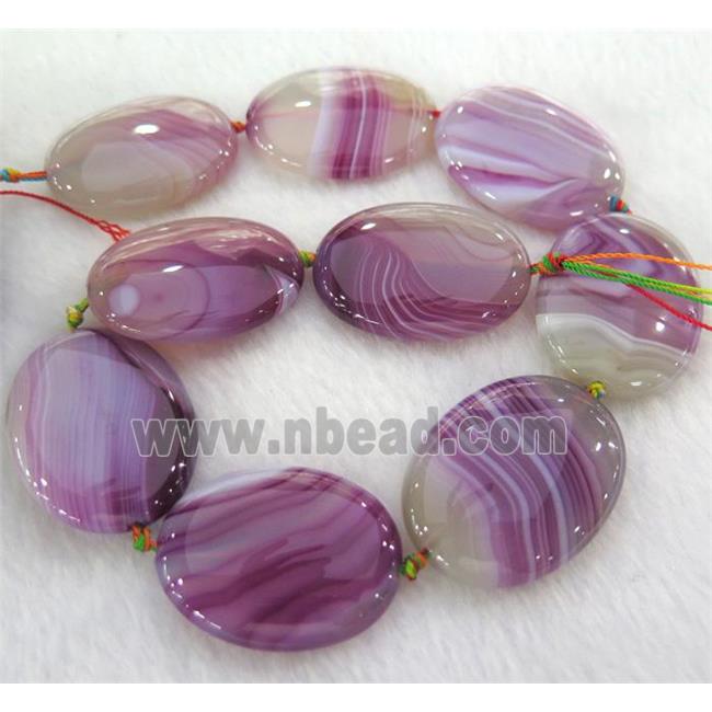 stripe Agate beads, oval, purple