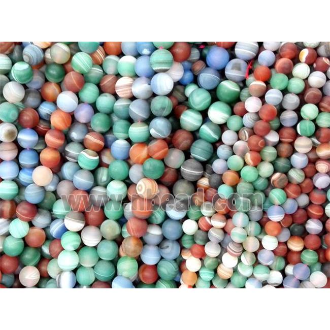 round matte stripe agate beads in mix color