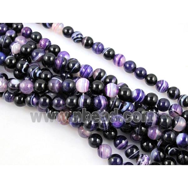 round purple Stripe Agate Beads