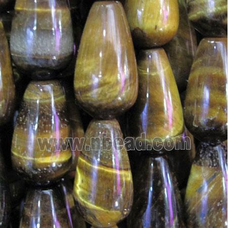 yellow tiger eye beads, teardrop