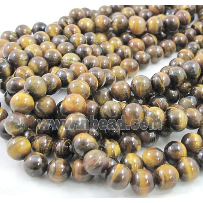 tiger eye beads, round, AB grade