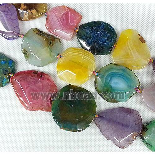 natural Agate Slice beads, freeform, mixed color