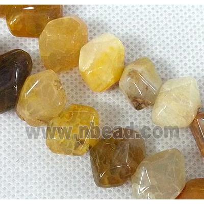 Agate stone beads, freeform, yellow