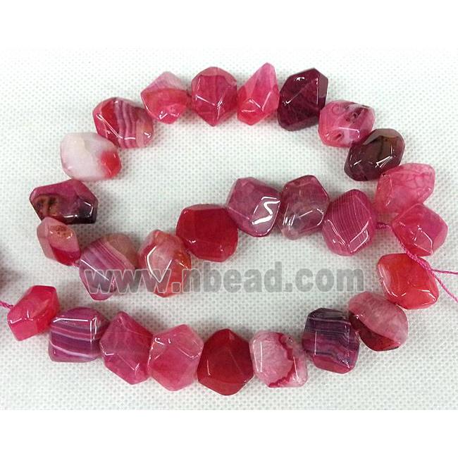 Agate stone beads, freeform, pink