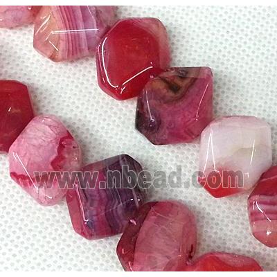 Agate stone beads, freeform, pink