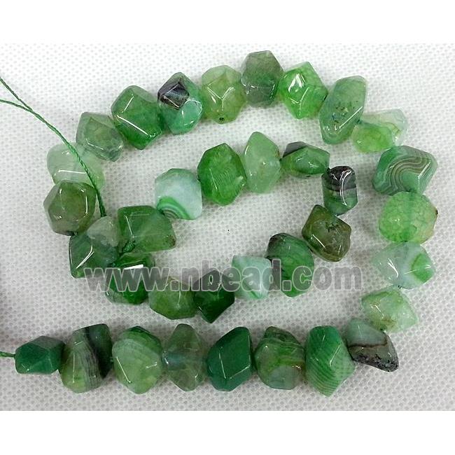 Agate stone beads, freeform, green