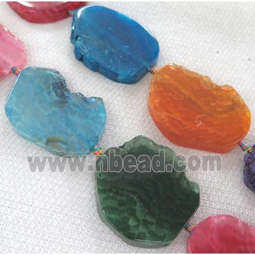 Agate Slice beads, flat freeform, mixed color