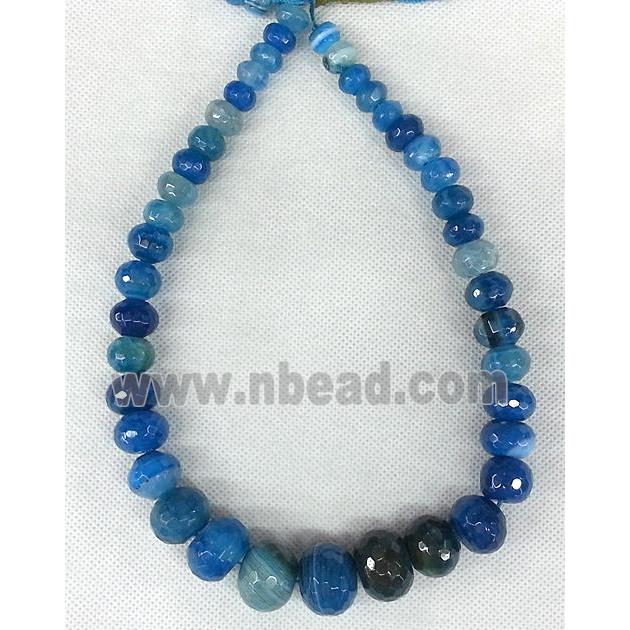 blue Agate rondelle beads Necklace Chain