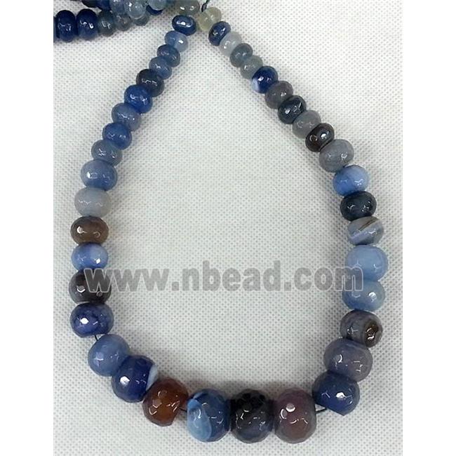 blue Agate rondelle beads Necklace Chain