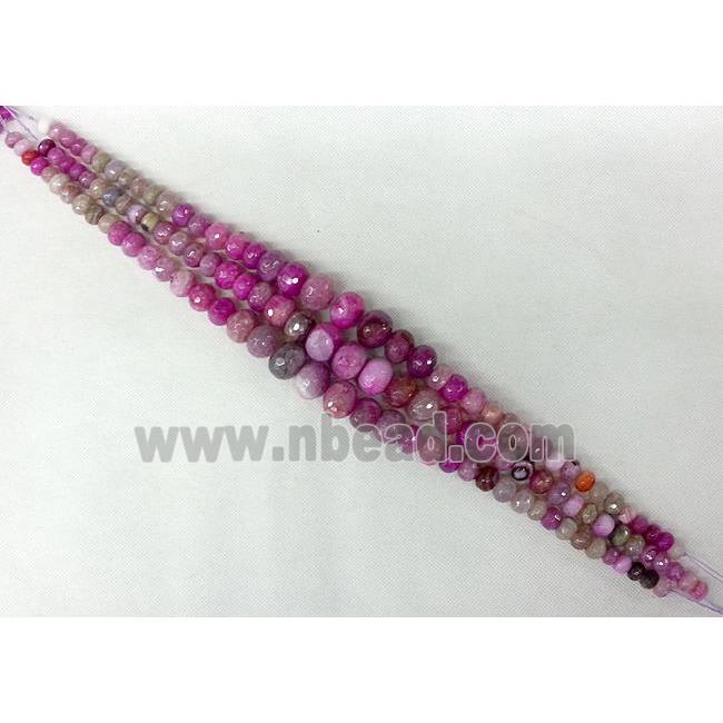 hotpink Agate rondelle beads Necklace Chain