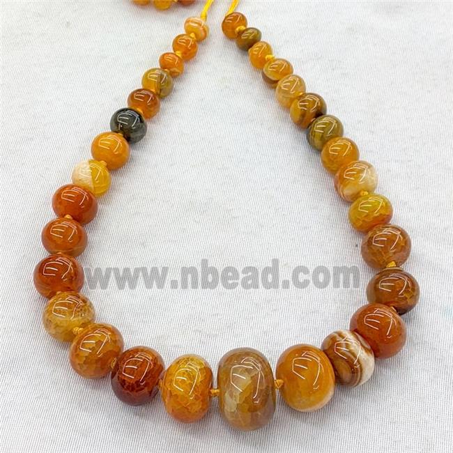 orange Agate graduated beads, rondelle, dye