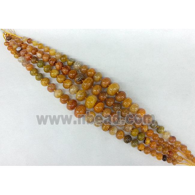 orange Agate graduated beads, rondelle, dye