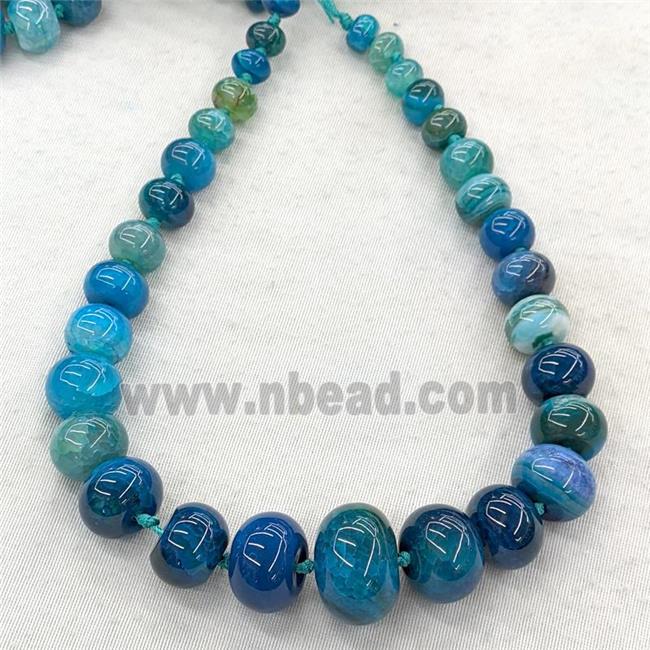 blue Agate graduated beads, rondelle, dye