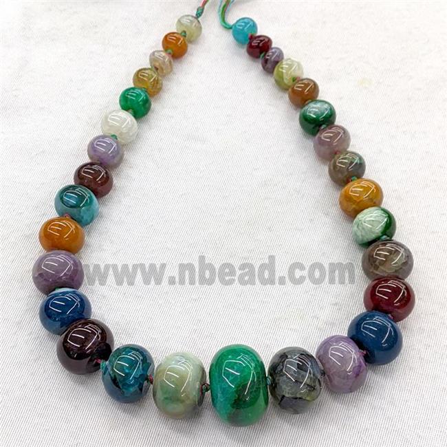 Agate graduated beads, rondelle, dye, multicolor