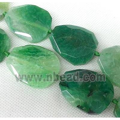 Agate Slice beads, freeform, green