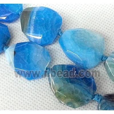 Agate Slice beads, freeform, blue