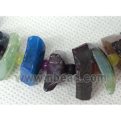 Agate stone beads necklace chain, square, mix color