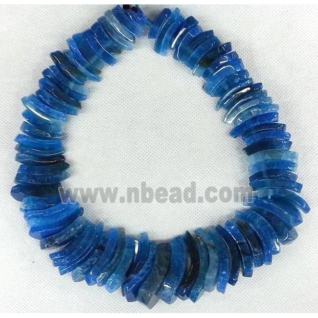 blue Agate Slice beads necklace chain, chips