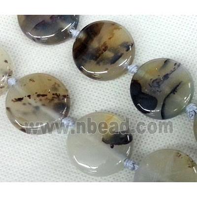 Agate stone beads, flat round