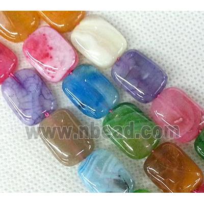 Agate stone beads, rectangle, mixed color