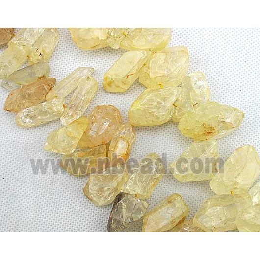 yellow Crystal Quartz chip beads, dye