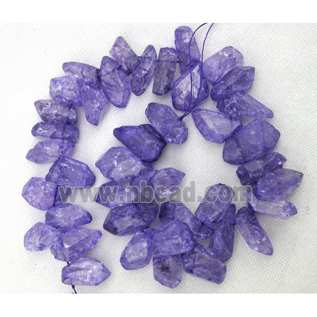 purple Crystal Quartz chip beads, dye