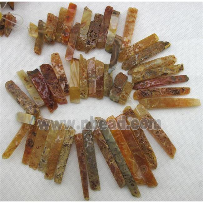 Natural rock agate bead, freeform, yellow