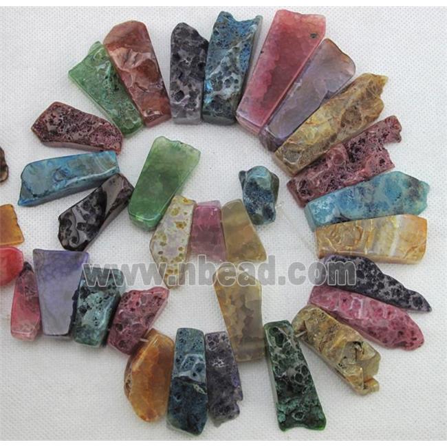 Natural rock agate beads, freeform, mixed color