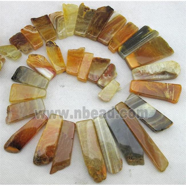 rock Natural agate bead, freeform, yellow